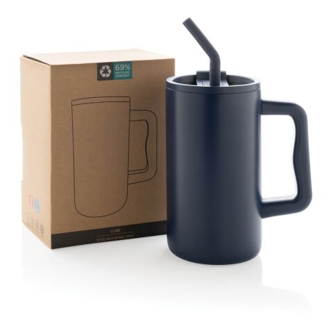 Cube RCS certified recycled steel mug 800ml navy | No Branding | not available | not available