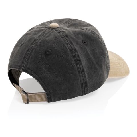 BEAU AWARE™ Washed 6 panel 270gsm cotton twill two tone cap black | No Branding | not available | not available | not available