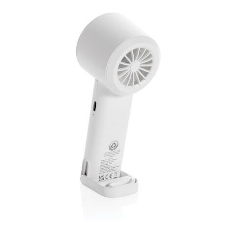 Twist RCS recycled plastic re-chargeable portable fan White | No Branding | not available | not available