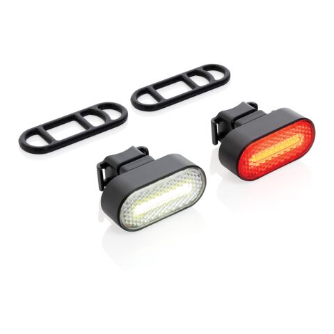 Lumino RCS recycled plastic USB re-chargeable bike light set black | No Branding | not available | not available