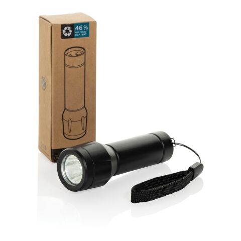 Flara RSC recycled plastic USB-rechargeable torch black | No Branding | not available | not available