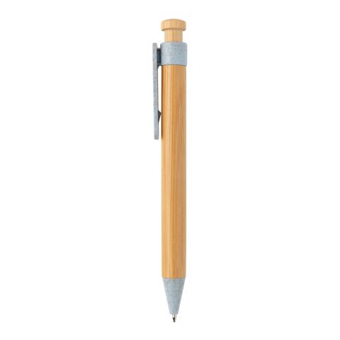 Bamboo pen with wheatstraw clip blue | No Branding | not available | not available
