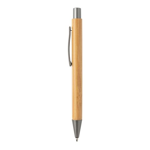 Slim bamboo pen brown-silver | No Branding | not available | not available