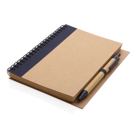 Kraft spiral notebook with pen blue | No Branding | not available | not available