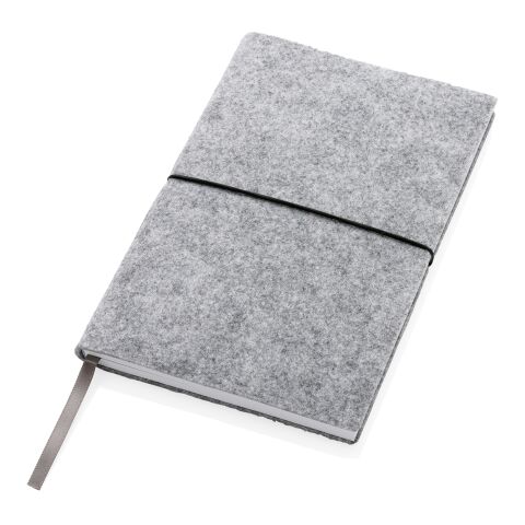 GRS certified recycled felt A5 softcover notebook grey | No Branding | not available | not available