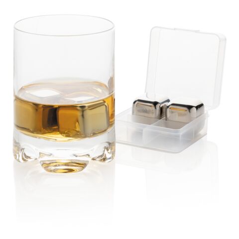 Re-usable stainless steel ice cubes 4pc silver | No Branding | not available | not available