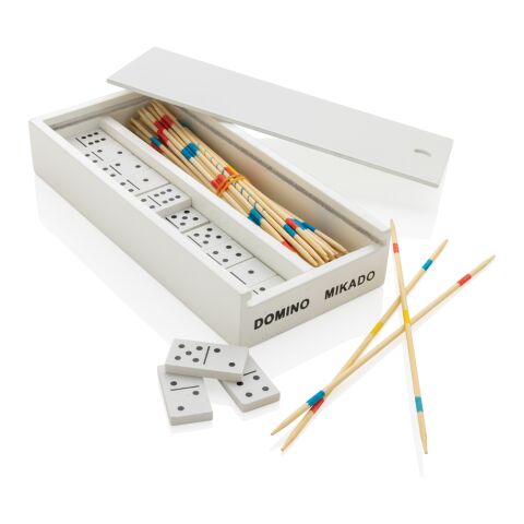 FSC® Deluxe mikado/domino in wooden box White | No Branding | not available | not available