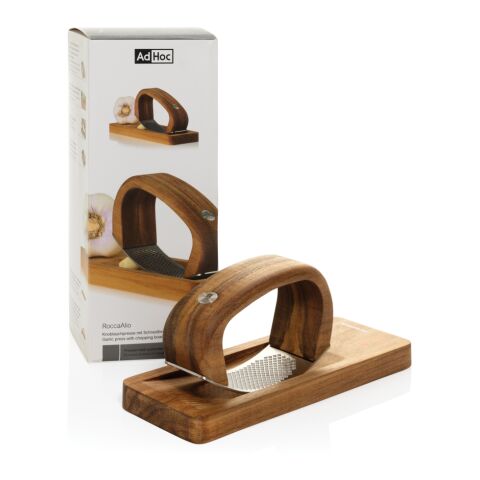 AdHoc RoccaAlio Garlic press with chopping board brown | No Branding