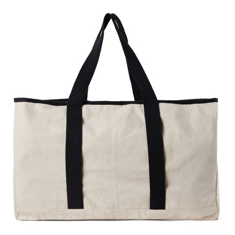 VINGA Volonne AWARE™ recycled canvas beach bag off white-black | No Branding | not available | not available | not available