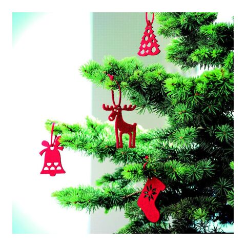 Set of 6 felt tree hangers red | No Branding | not available | not available | not available