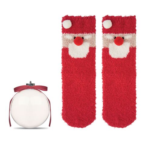 Santa socks in bauble ornament red