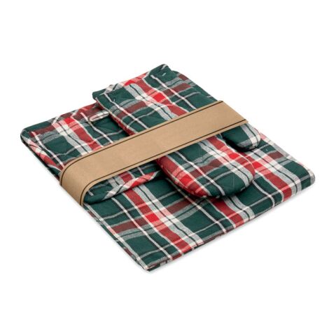 Chequered cotton kitchen set Colourful