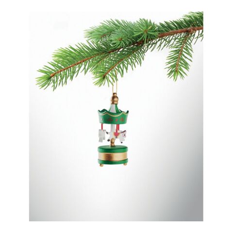 Wooden carousel ornament green