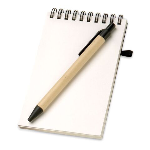 A6 recycled notepad with pen black | No Branding | not available | not available | not available
