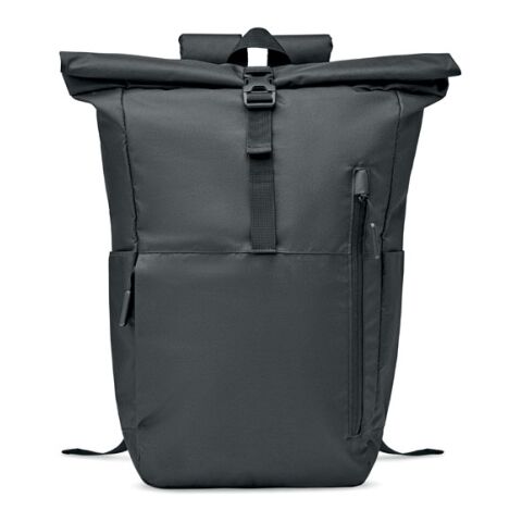 300D RPET rolltop backpack black | No Branding | not available | not available | not available