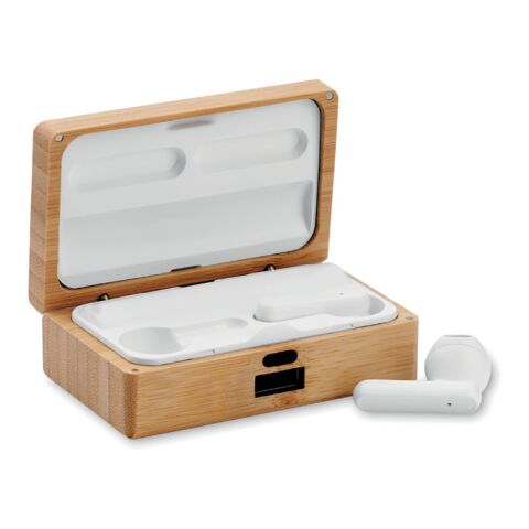 TWS earbuds in bamboo case wood | No Branding | not available | not available | not available