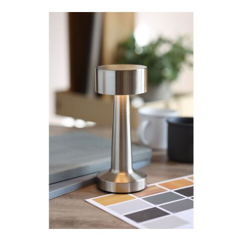 Rechargeable iron table lamp matt silver | No Branding | not available | not available | not available