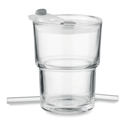 Glass tumbler with straw 400ml transparent | No Branding | not available | not available