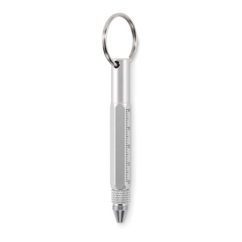Key ring with twist action pen matt silver | No Branding | not available | not available