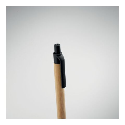 Push button ball pen in bamboo black | No Branding | not available | not available