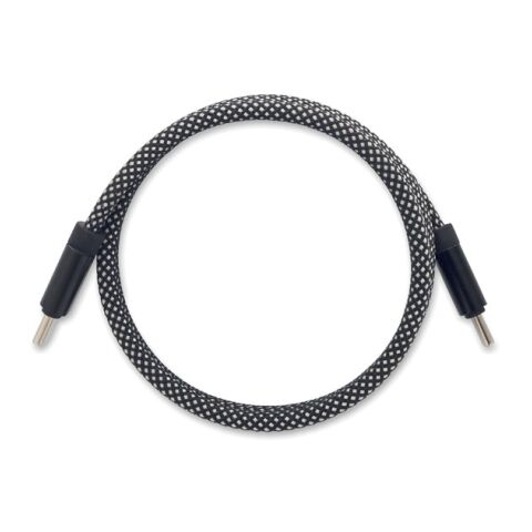 Braided magnetic cable in RPET white/black | No Branding | not available | not available