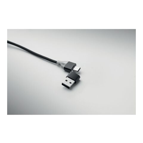 3-in-1 charging cable keyring black