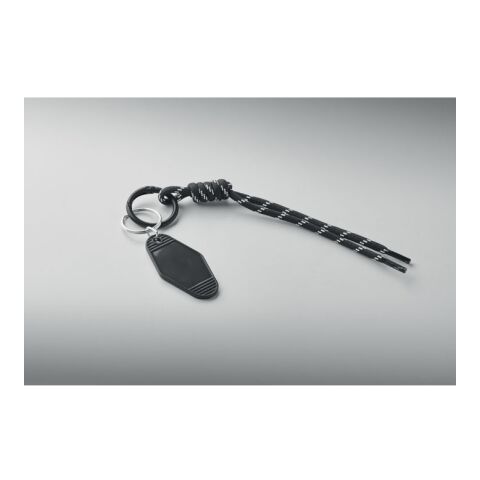 Braided rope with tag keyring black