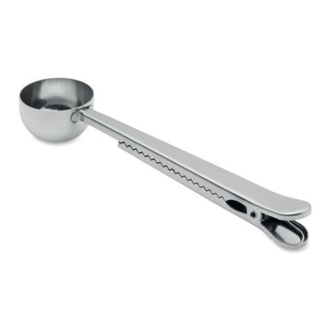 Coffee scoop with bag clip silver