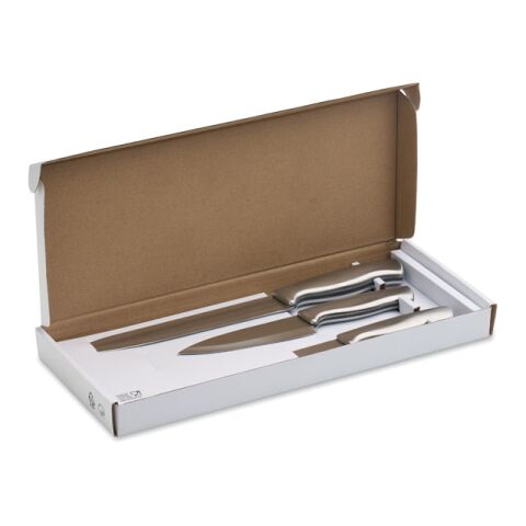 Stainless steel knife set 3pcs silver