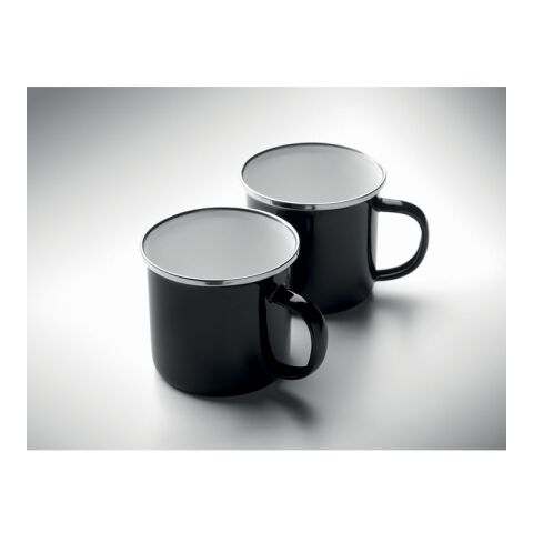 Fleece blanket &amp; 2 mugs set black