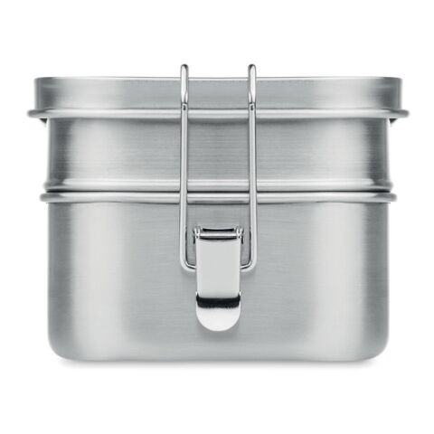 Stainless steel lunch box with  2 compartments matt silver | No Branding | not available | not available | not available