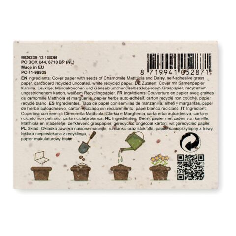 Grass paper memo pad &amp; coloured sticky notes white | No Branding | not available | not available