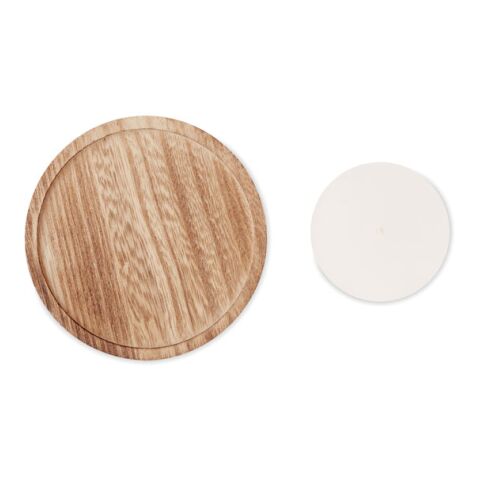 Candle on round wooden base wood | No Branding | not available | not available
