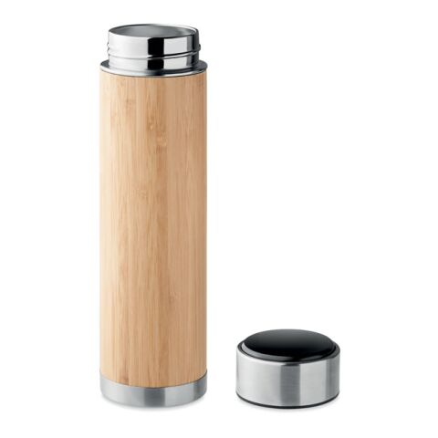 Double wall flask 480 ml with touch thermometer wood | No Branding | not available | not available | not available