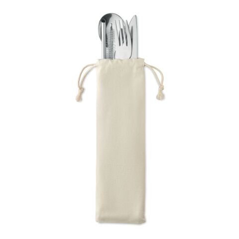 Cutlery wood &amp; stainless steel set beige | No Branding | not available | not available | not available