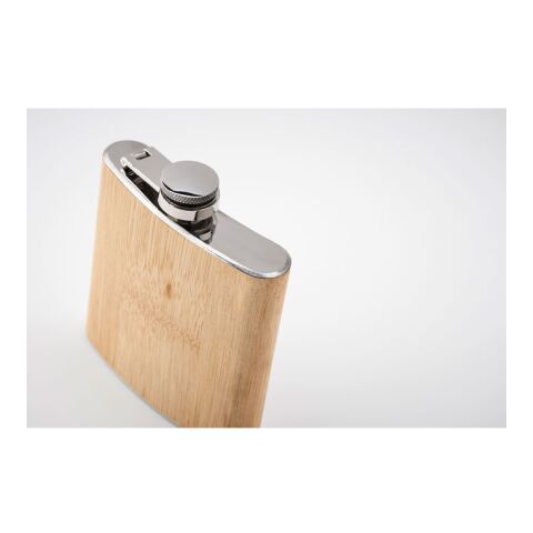 Bamboo slim hip flask 175ml beige | No Branding | not available | not available | not available
