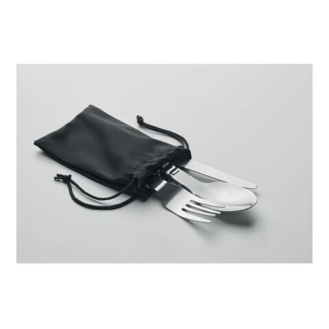 3-piece camping cutlery set black | No Branding | not available | not available | not available