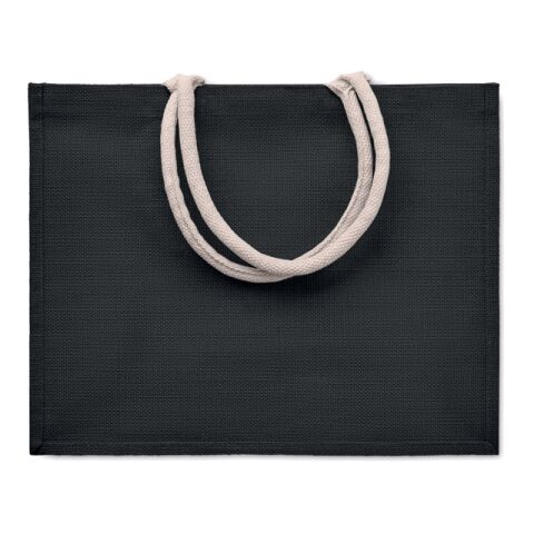 Jute bag with cotton handle black