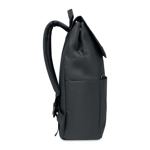 RPET laptop backpack with magnetic button black | No Branding | not available | not available | not available