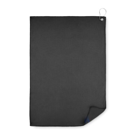 RPET golf towel with hook clip black | No Branding | not available | not available | not available