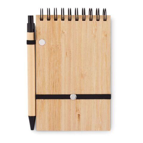 A6 bamboo notepad with pen black | No Branding | not available | not available
