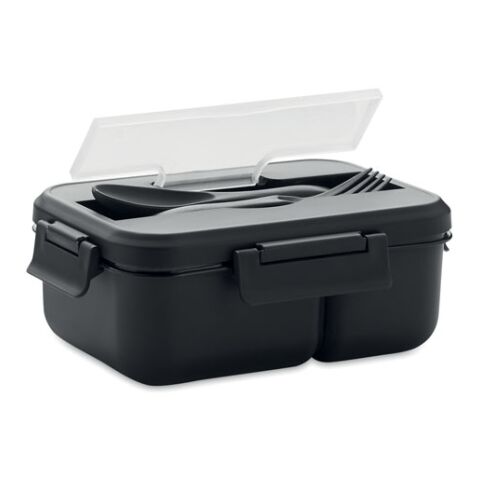 Lunch box with cutlery in PP black | No Branding | not available | not available | not available