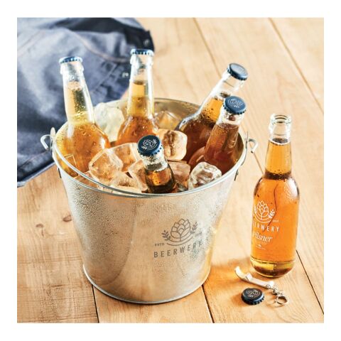 Metal beer bucket 4L matt silver | No Branding | not available | not available | not available