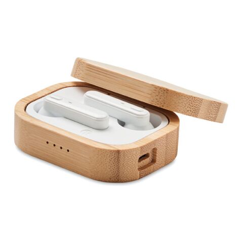 TWS earbuds in bamboo case wood | No Branding | not available | not available | not available