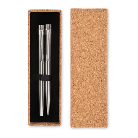 Recycled stainless steel pen set matt silver | No Branding | not available | not available