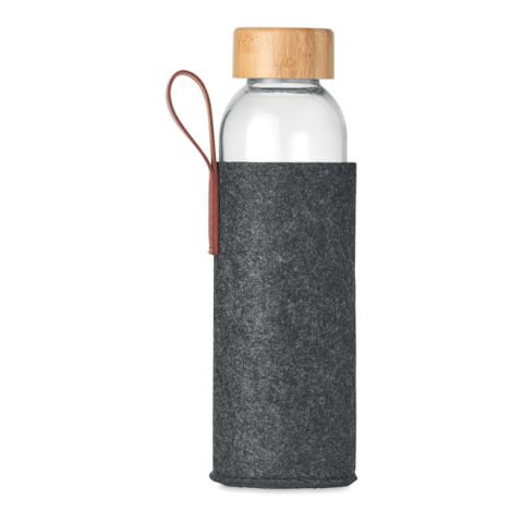 Glass bottle in RPET polyester pouch 500 ml grey | No Branding | not available | not available | not available
