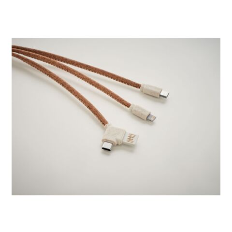 3 in 1 cork charging cable beige | No Branding | not available | not available