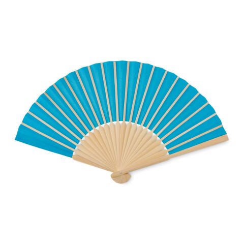 Manual hand fan in bamboo turquoise