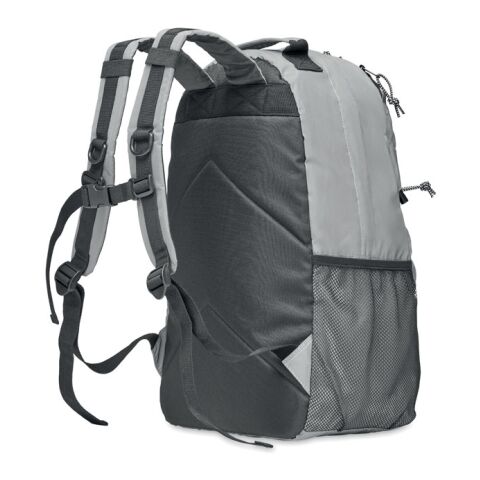 Sporty reflective backpack 190T with front cord matt silver | No Branding | not available | not available
