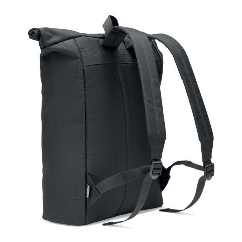 600D RPET rolltop backpack black | No Branding | not available | not available | not available